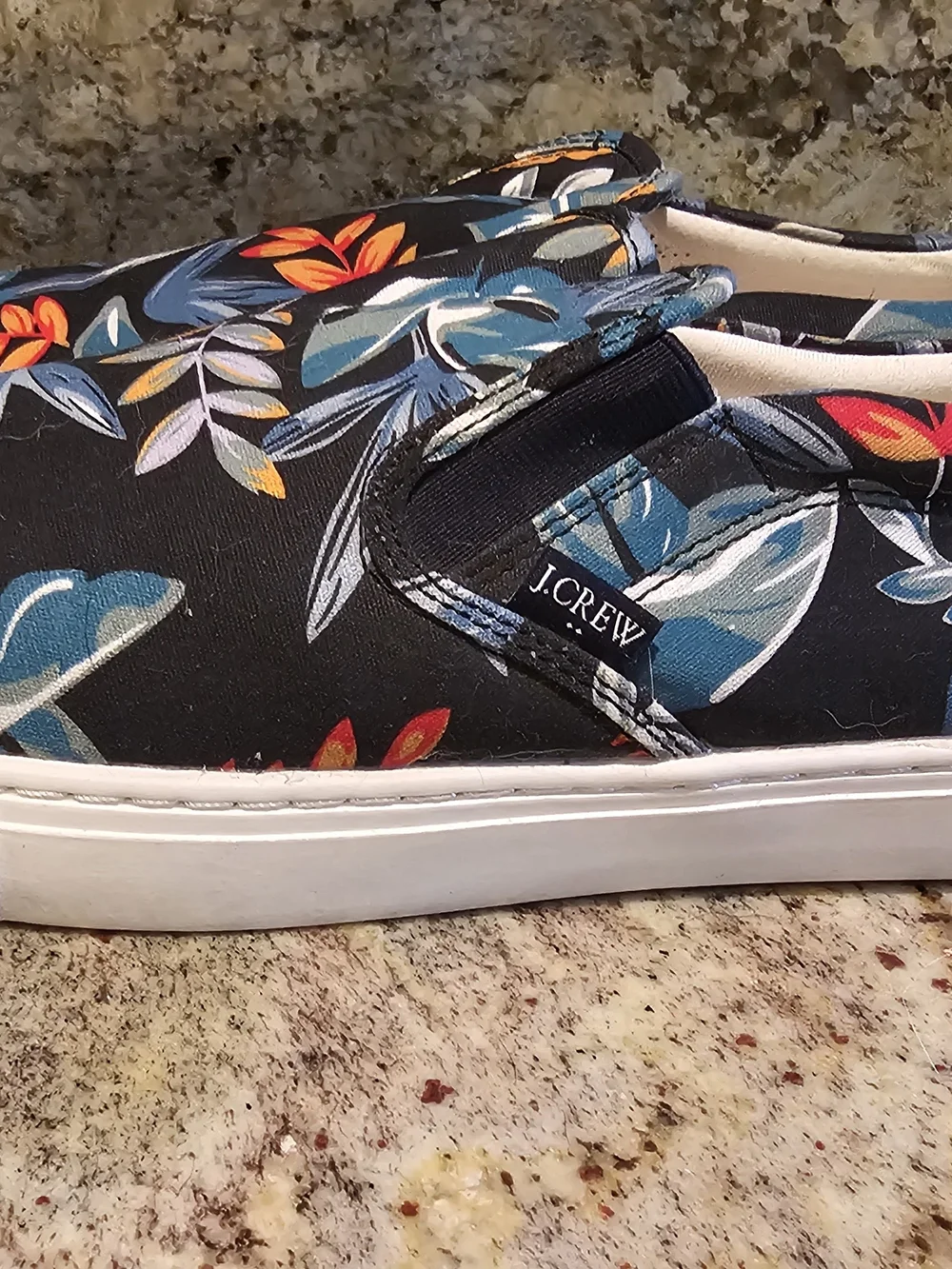 J. Crew Men’s Black Floral Slip-On Loafers